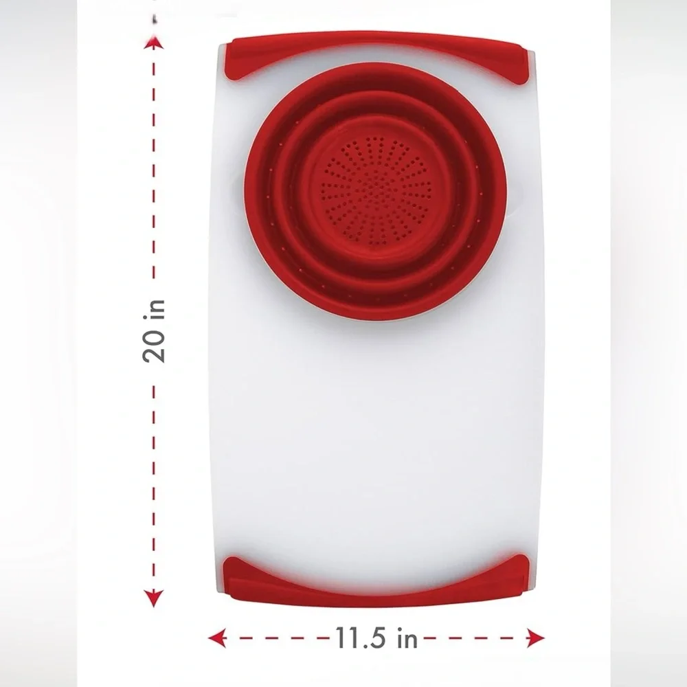 Dexas over the sink Polly cutting board with collapsing colander strainer